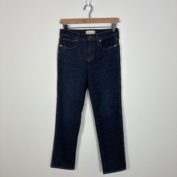Madewell Denim - Madewell Mid Rise Stovepipe Jeans Womens 26P Dark Indigo Straight Leg Minimalist